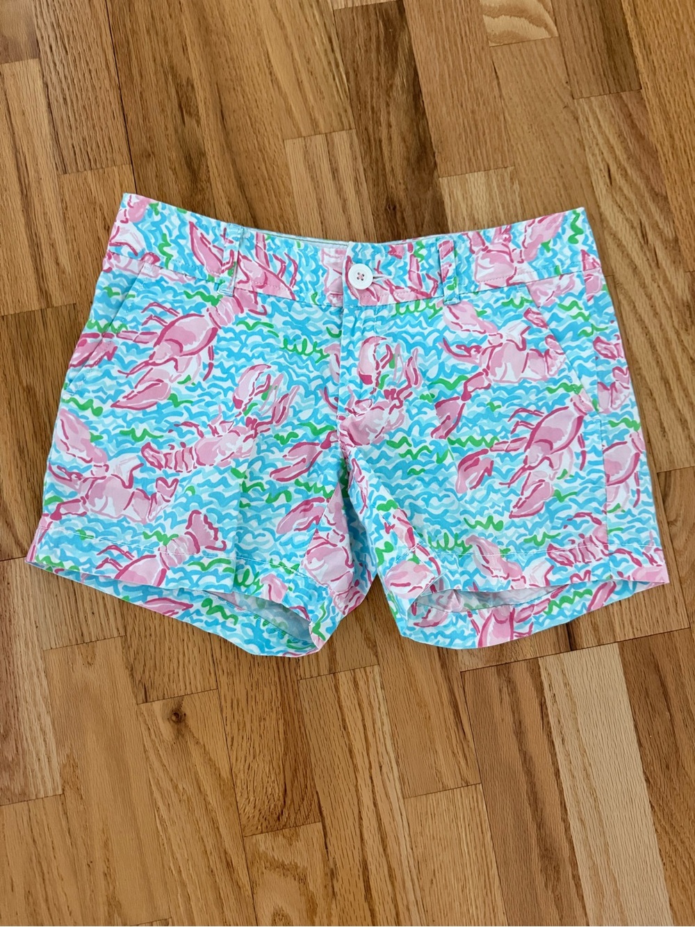 Lilly Pulitzer Pink Lobster-Print Aqua & Green Shorts